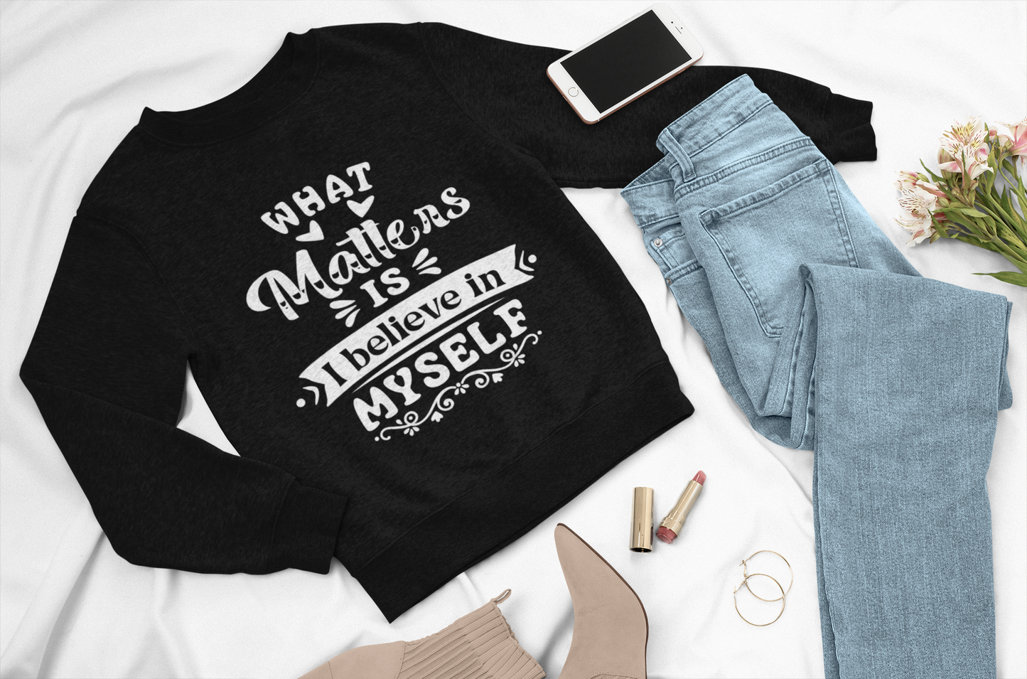 Adult Unisex Believe in Yourself Cozy Comfort Sweatshirt, HIs and Her Shirt,  Black Brilliance Tee, Motivational Shirt, You are Magic Shirt, Believe in Yourself Gift