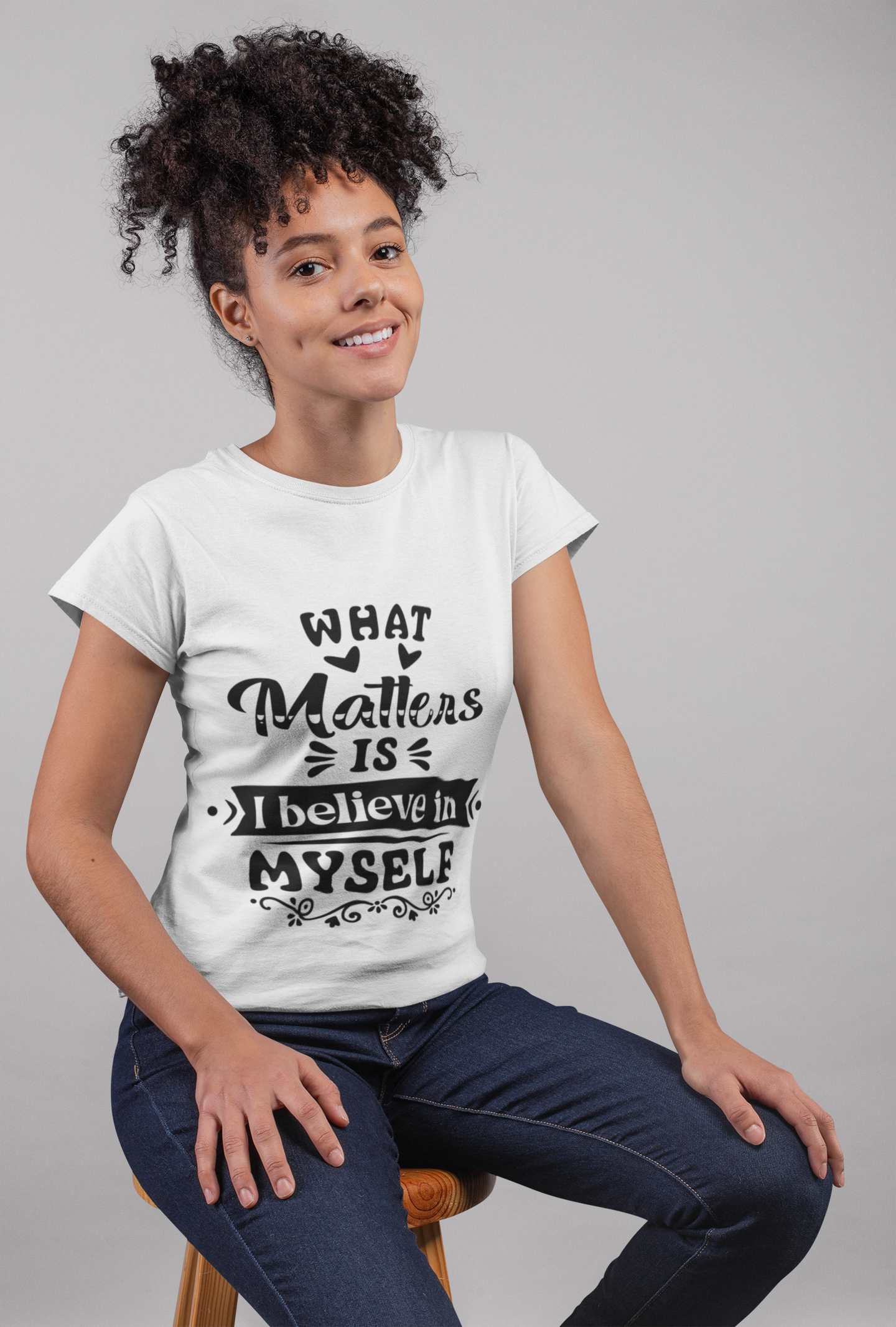 Women's Softstyle Believe in Yourself Affirmation Tee, Self-Love Tee, Comfort Outfit, Own Your Power Tee, Black Queen Gift, Feel-Good Fashion