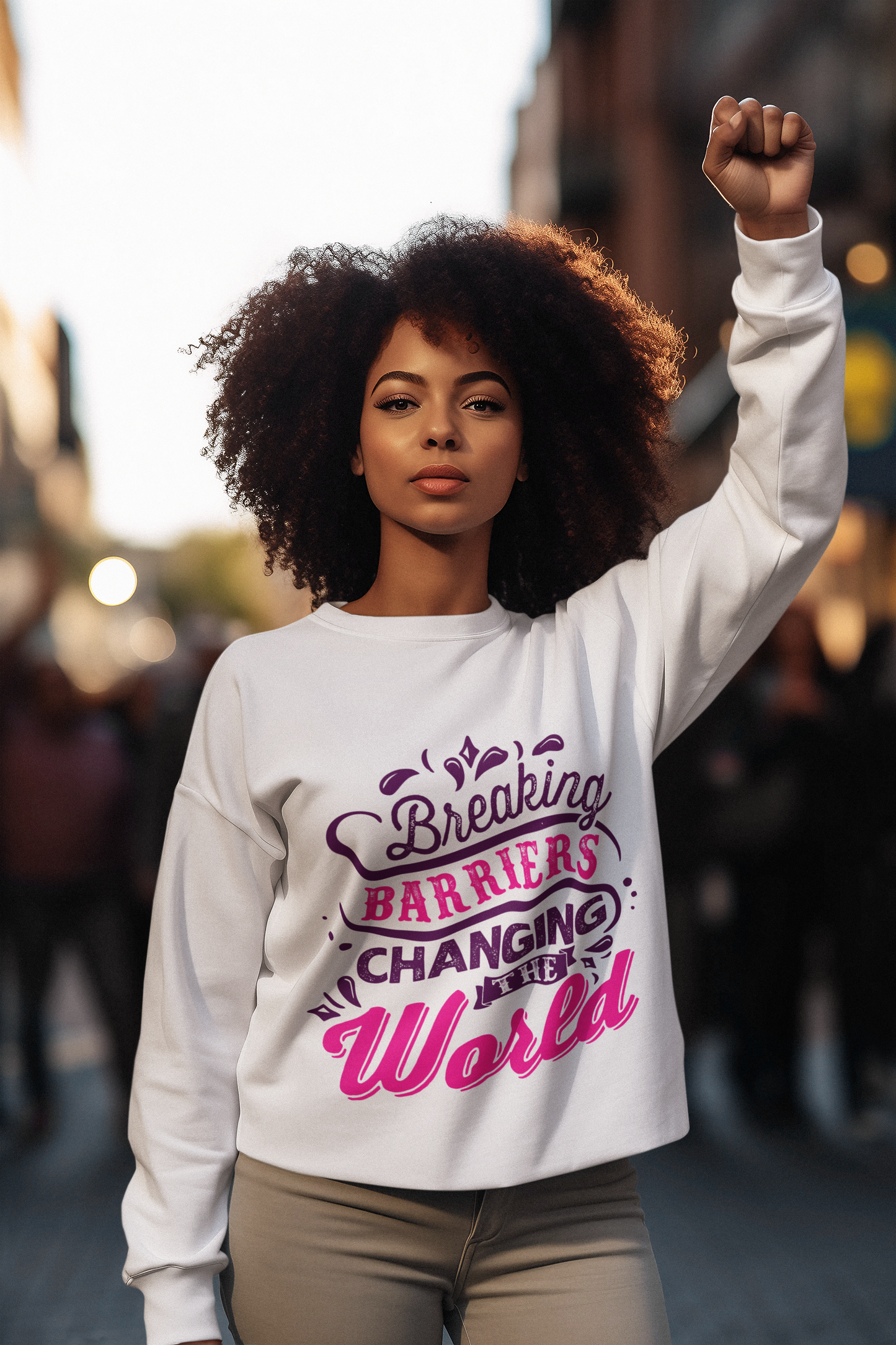 Unisex Exclusive  Breaking Barriers Crewneck Sweatshirt, Empower the Movement, Changing the World, Affirmation Fashion for Black Women, Black Queen Exclusive