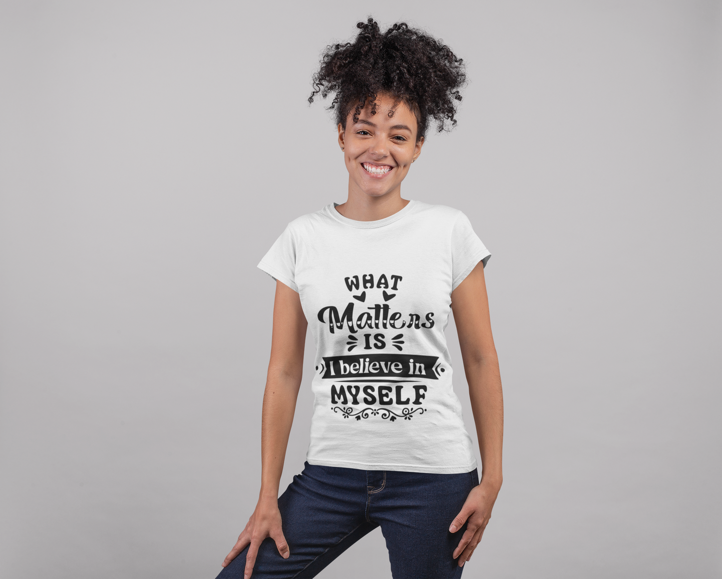 Women's Softstyle Believe in Yourself Affirmation Tee, Self-Love Tee, Comfort Outfit, Own Your Power Tee, Black Queen Gift, Feel-Good Fashion